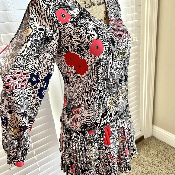 Plenty by Tracy Reese Petite XX-Small Floral Botanical Pleated Print Shift Dress - Picture 7 of 15